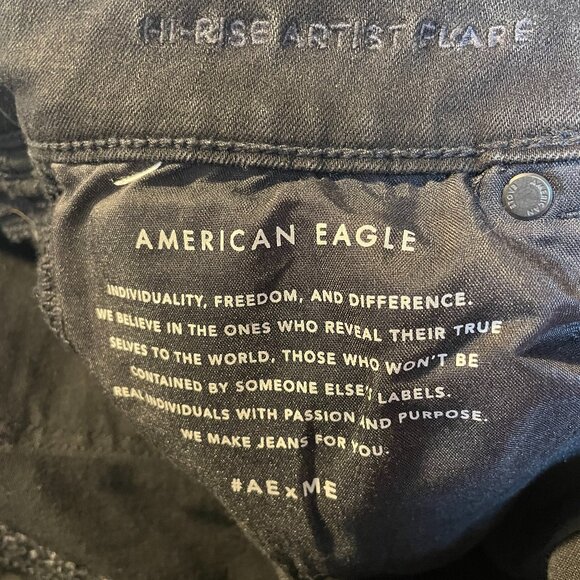 American Eagle Black High-Rise Artist Flare Size 14 X-Long - Picture 1 of 7